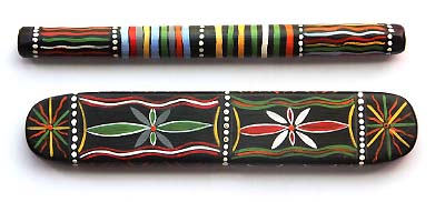 Robin Nilco | Beautifully painted clapsticks from Wadeye. Metalic sound.